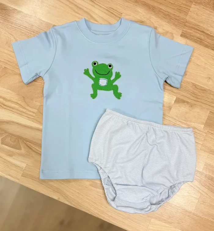 Squiggles by Charlie Blue Frog Diaper Set