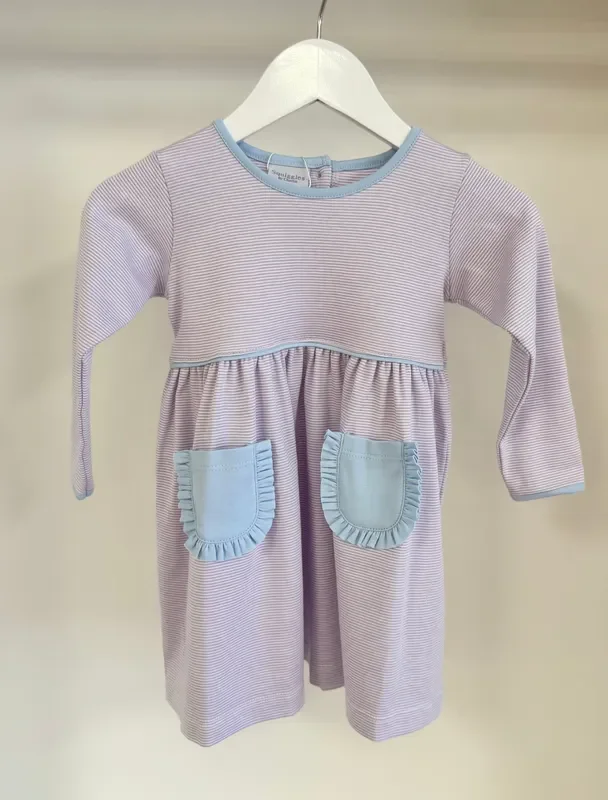 Squiggles by Charlie Lavender & Blue Mini Stripe Pocket Dress