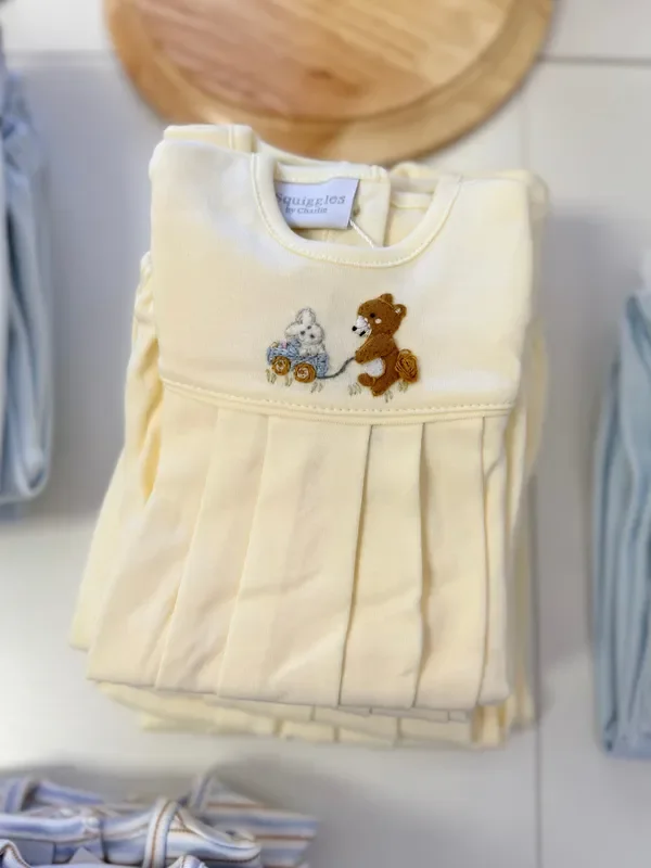 Squiggles by Charlie Pale Yellow Teddy Wagon Bubble