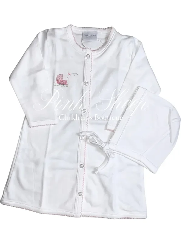 Squiggles by Charlie White/Pink Pram Button Day Gown