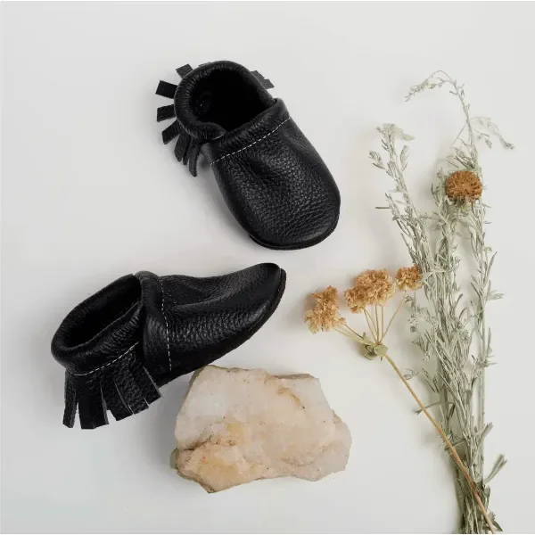 Starry Knight Leather Moccasin- Black