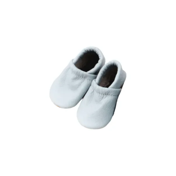 Starry Knight Spring Leather Moccasin Baby Booties- Powder Blue