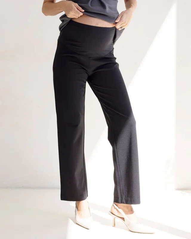 Steph Maternity Mid Waist Stretch Work Pants – Black