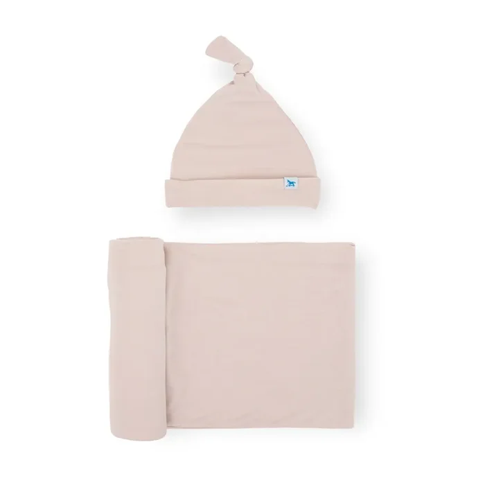 Stretch Knit Swaddle And Hat Set – Soft Blush