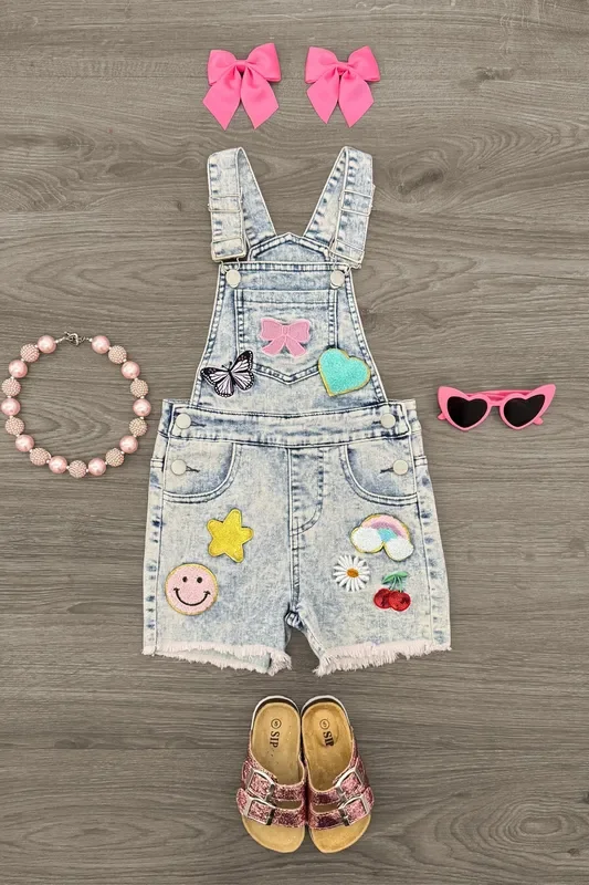 Summer Patches Denim Overalls