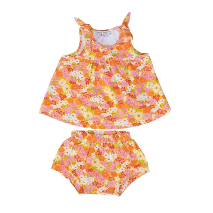 Summer Vintage Floral Two Piece Set Baby Toddler Girls