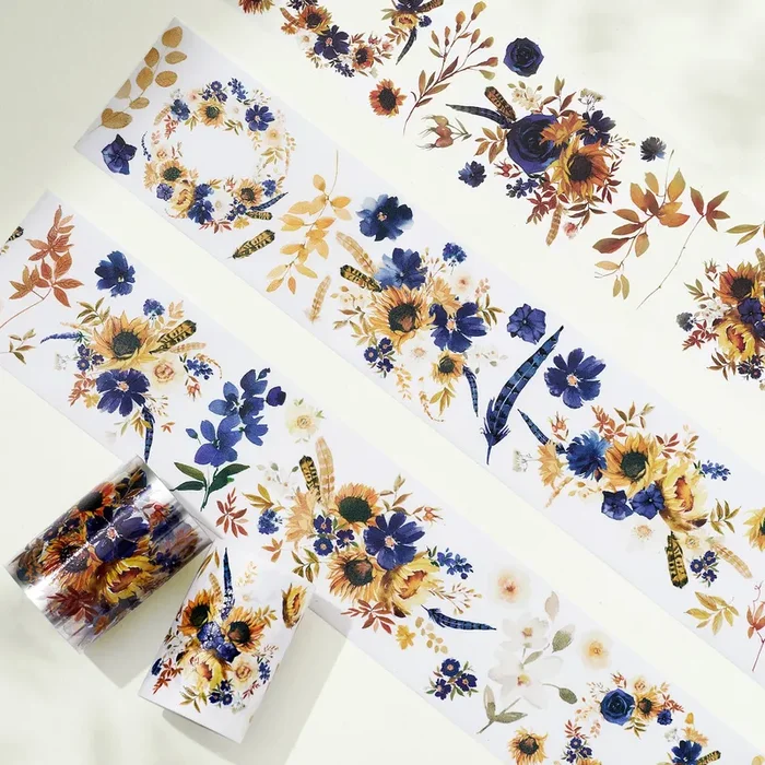 Sunflower & Navy Wide Washi / PET Tape by The Washi Tape Shop