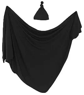 Swaddle Blanket And Hat Set – Black