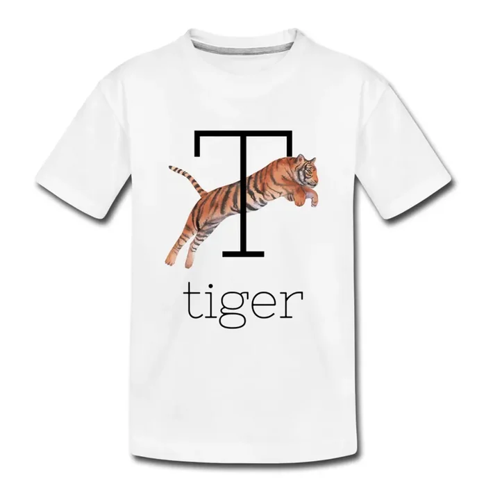T is for Tiger Alphabet Letter of the Day Organic Toddler T-shirt
