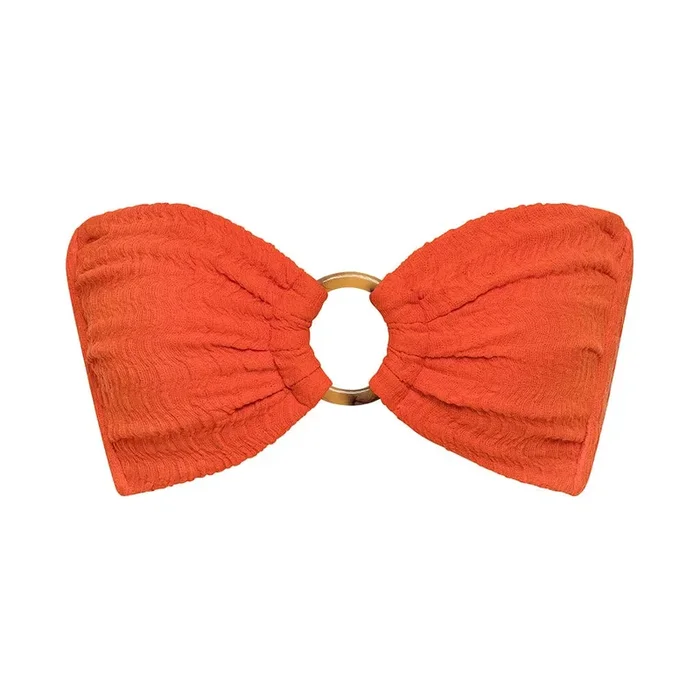 Tangerine Tori Ties Bandeau Bikini Top
