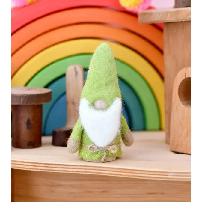 Tara Treasures Lime Green Felt Gnome Peg Doll