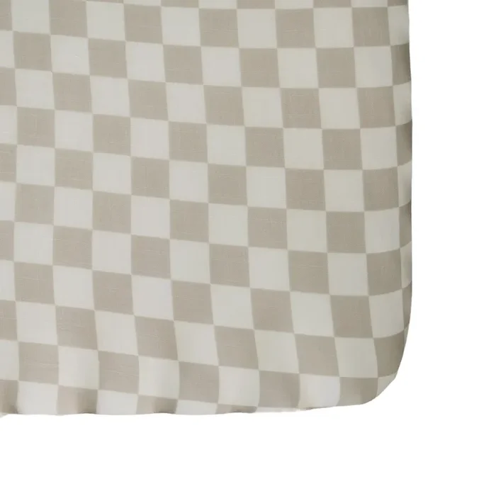 Taupe Checkered Crib Sheet