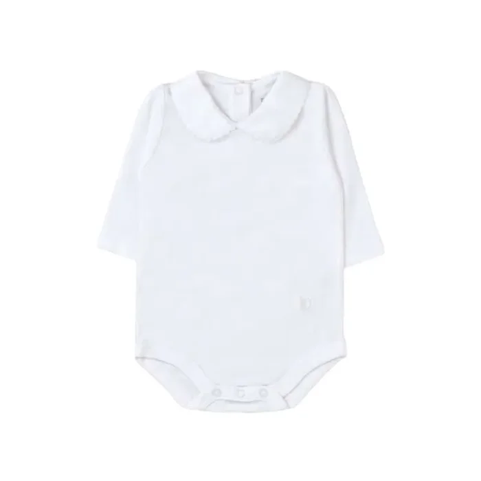 Tcbaby Longsleeve Bebe Collar Bodysuit, White