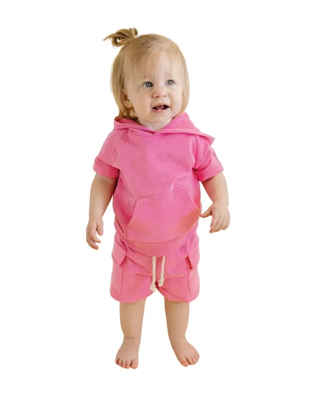 Terry Cargo Shorts Set | Pink