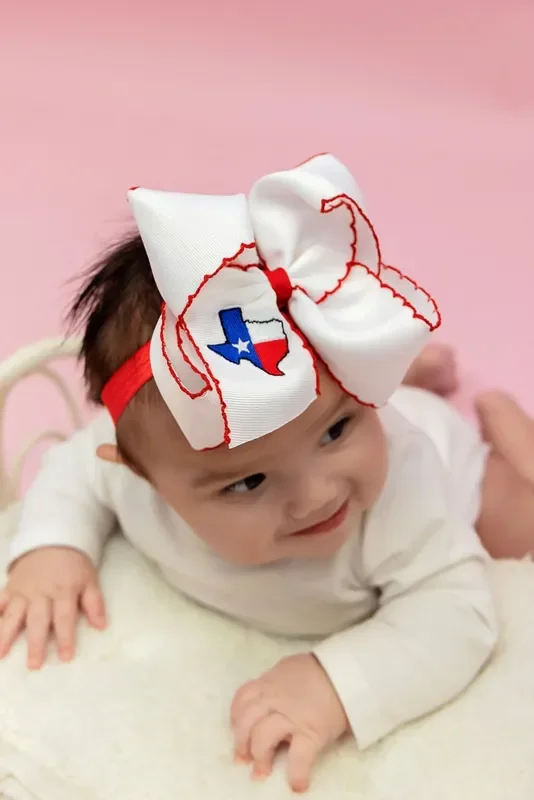 Texas Flag Moonstitch Bow Headband