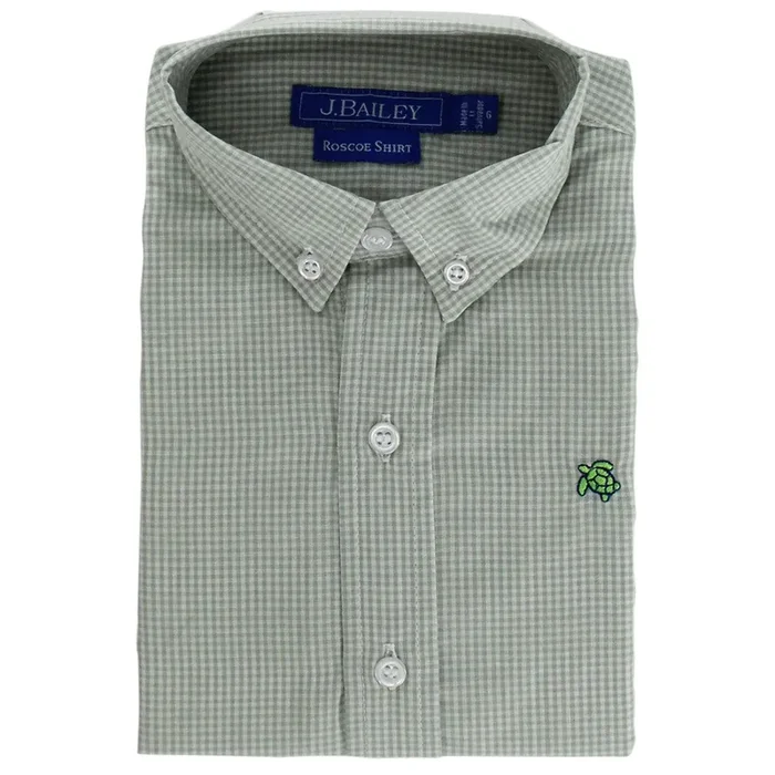 The Bailey Boys- Roscoe Button Down – Celery Microcheck