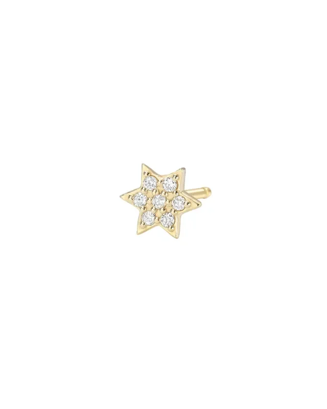 Tiny Diamond Star Of David Stud Earring