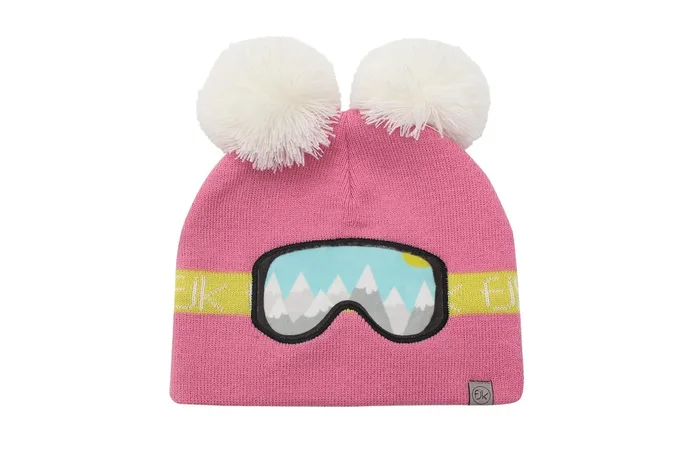 Toddler/kids Knitted Beanie – Ski Goggles – Pink