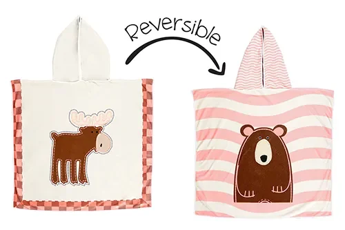 Toddler/kids Reversible Cover Up – Pink Moose | Brown Bear