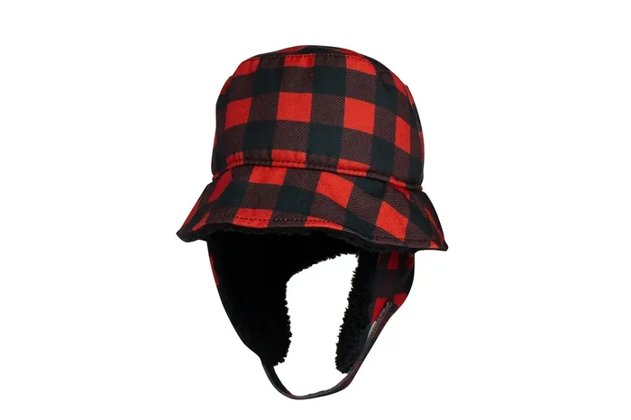 Toddler/kids Winter Bucket Hat – Red Buffalo Check