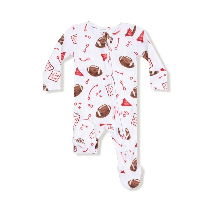 Touchdown Time – Red – 2 Way Zipper Footie