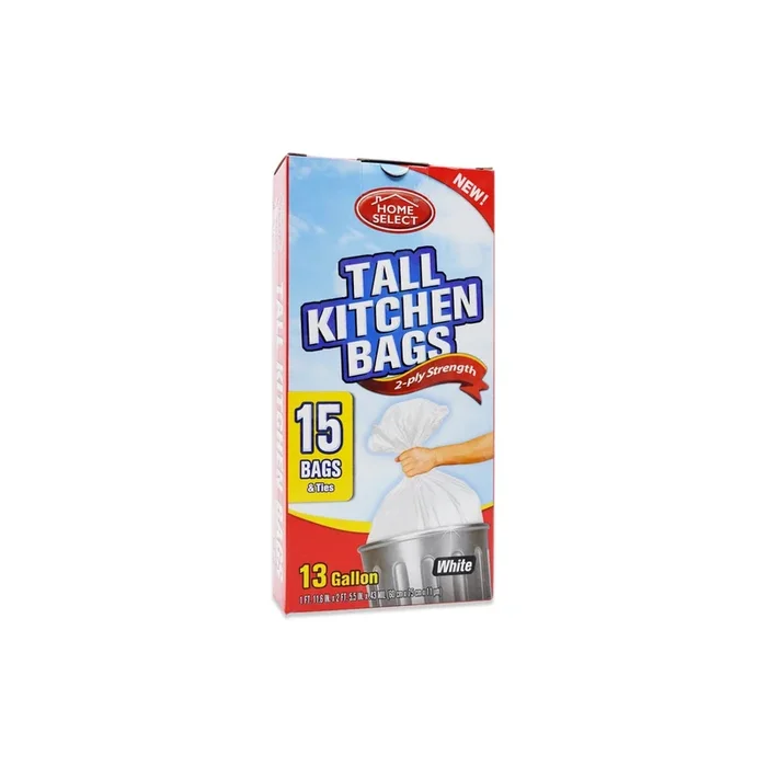 Trash Bags Kitchen White 13 Gal 15 Pieces (24)