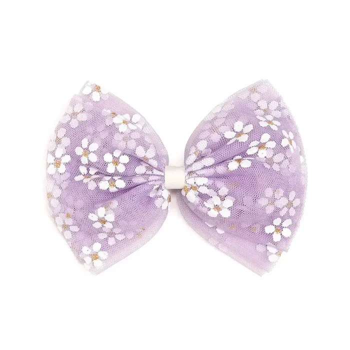 Tulle Bow Clip | Lavender Ditsy Daisy
