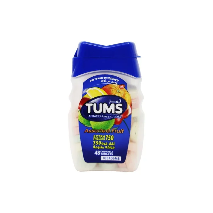 Tums Antacid Assorted Fruit Extra Strength 750, 48 Chewable Tablets