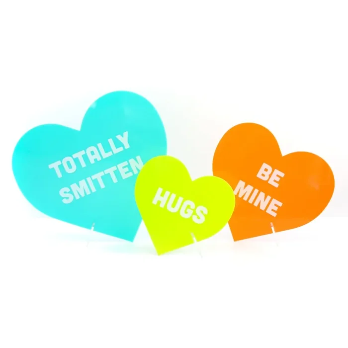Turquoise, Orange, Lime Conversation Acrylic Hearts