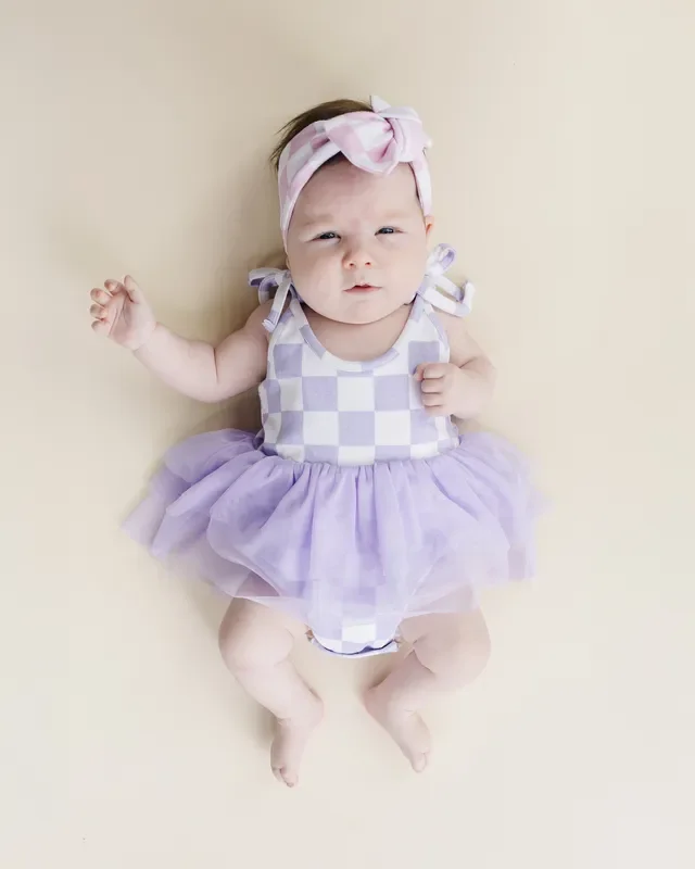 Tutu Romper | Checkered Lavender