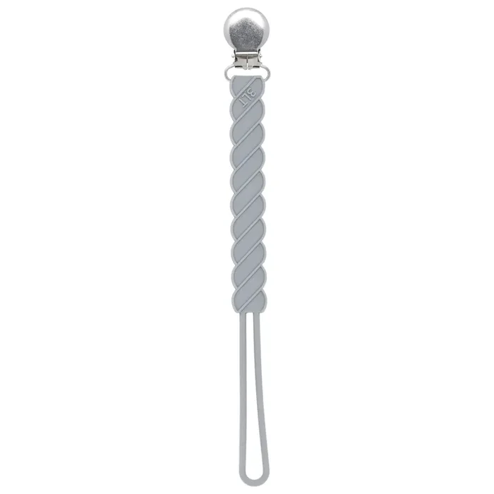 Twist Gray All Silicone One Piece Pacifier Clip
