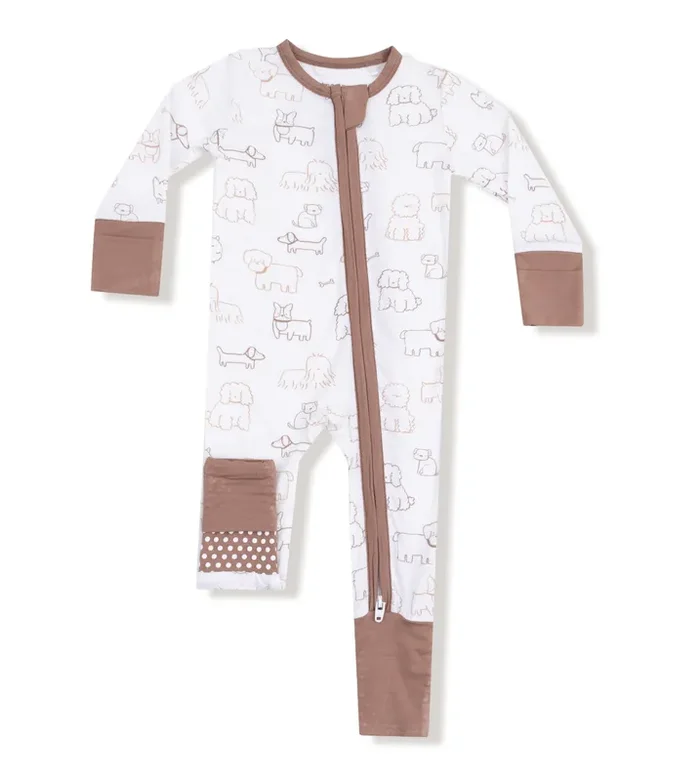 Two Way Zipper Onesie | Neutral Pups
