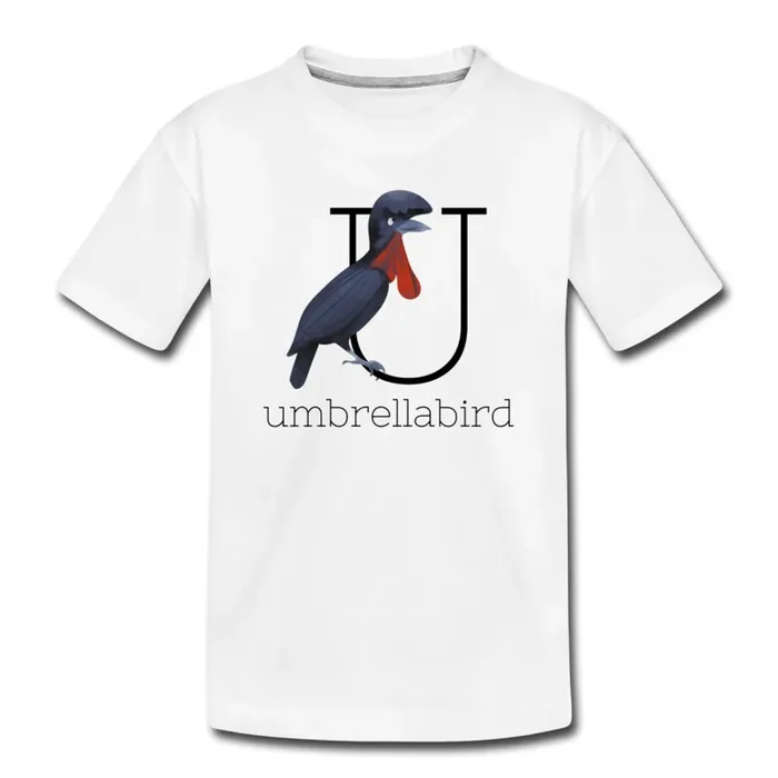U is for Umbrellabird Alphabet Letter of the Day Organic Toddler T-shirt