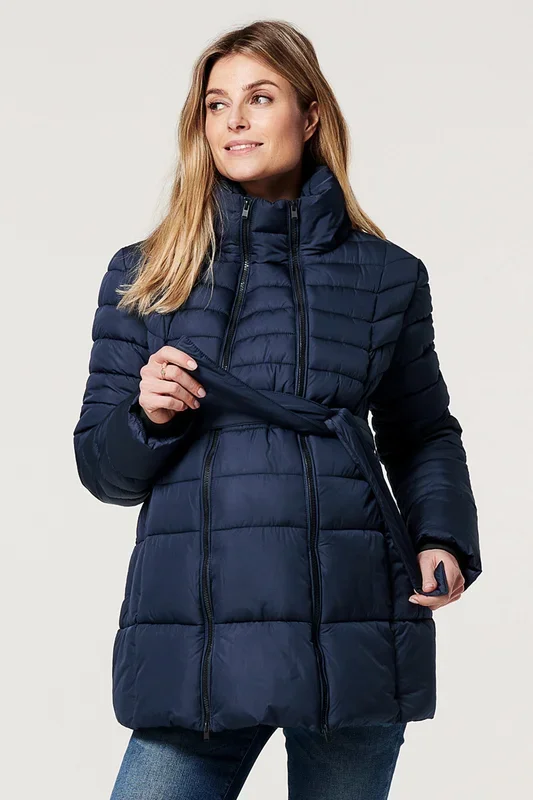 Umstands-Steppjacke mit Schwangerschafts-Einsatz blau