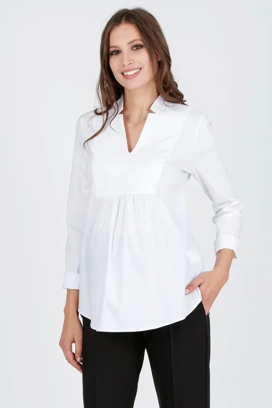 Umstandsbluse aus Baumwoll-Stretch mit Reverskragen