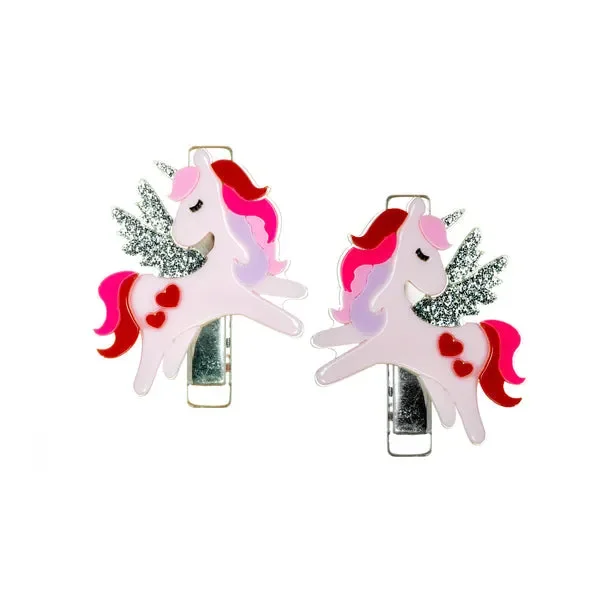 Unicorn Valentine’s Red/Pink Alligator Clips