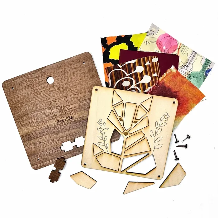 Upcycled Fabric & Wood Art Kit – Fox