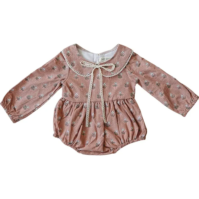 Vintage Pink Floral Bubble Romper