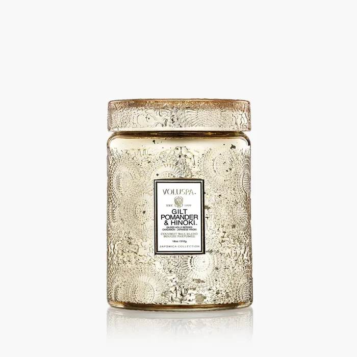 Voluspa Gilt Pomander & Hinoki Large Jar Candle
