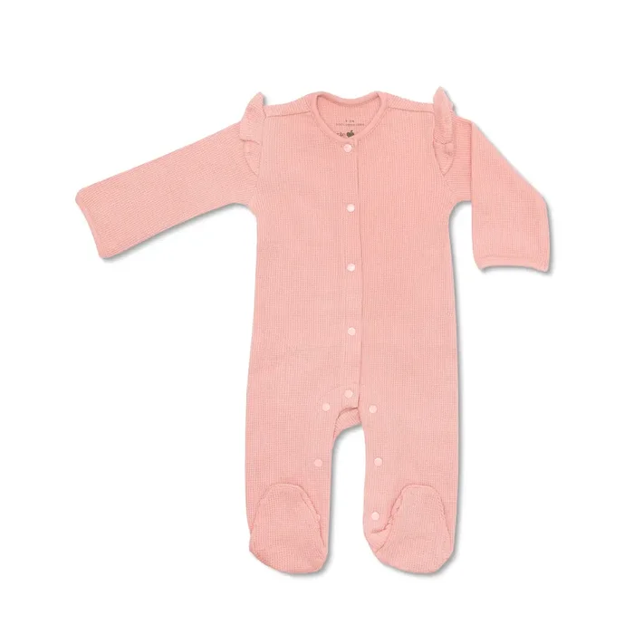 Waffle Ruffle Footie – Dusty Rose