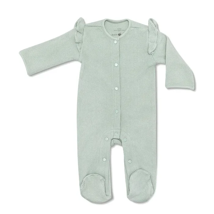 Waffle Ruffle Footie – Sage