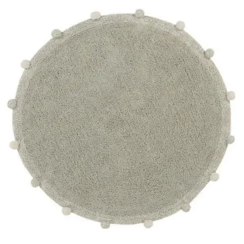 Washable Rug – Bubbly Round (Natural/Olive)