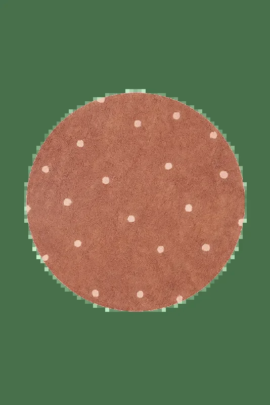 Washable Rug Round Dot Chestnut – Mushroom hunt