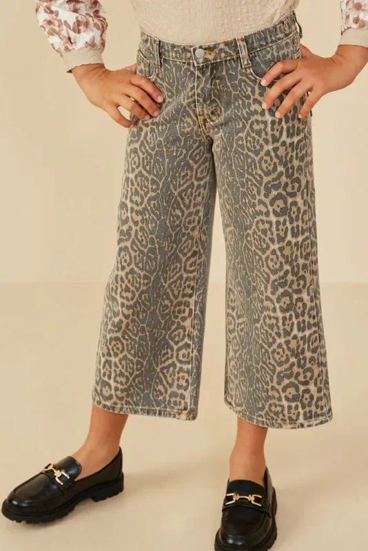 Washed Print Relaxed Fit Jeans | Leopard