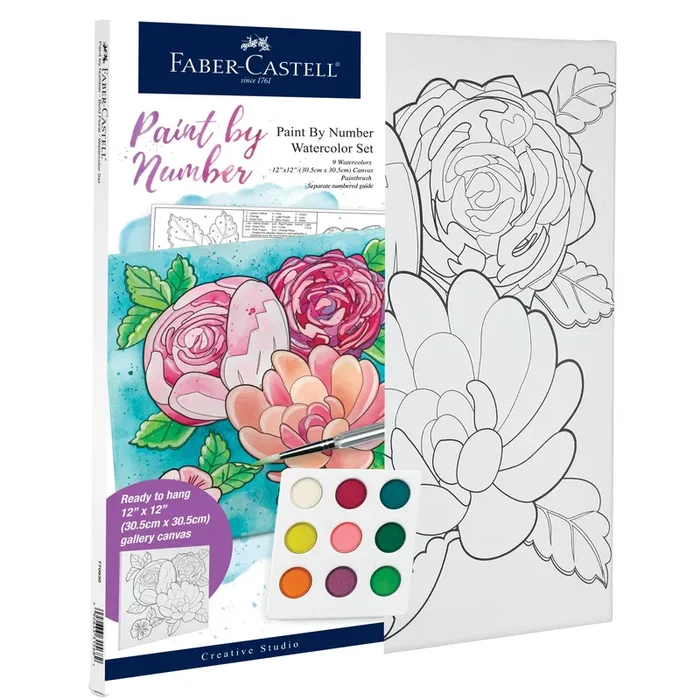 Watercolor Paint by Number Bold Floral Wall Decor Craft