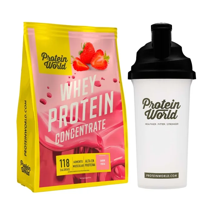Whey Protein Concentrate: Fresa – 900g + SHAKER GRATIS