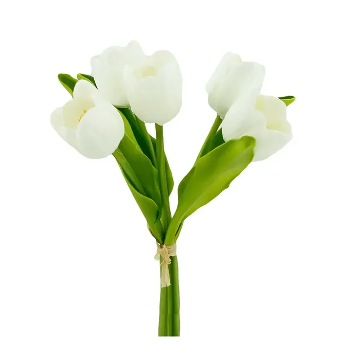 White 13 ” 5-Stem Bundle: Real Touch Medium Open Tulip