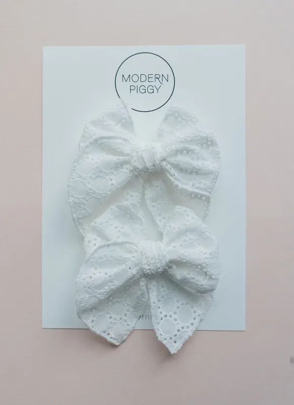 White Eyelet | Pigtail Set – Petite Party Bow