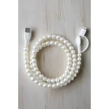 White Pearl Cord Phone Charger