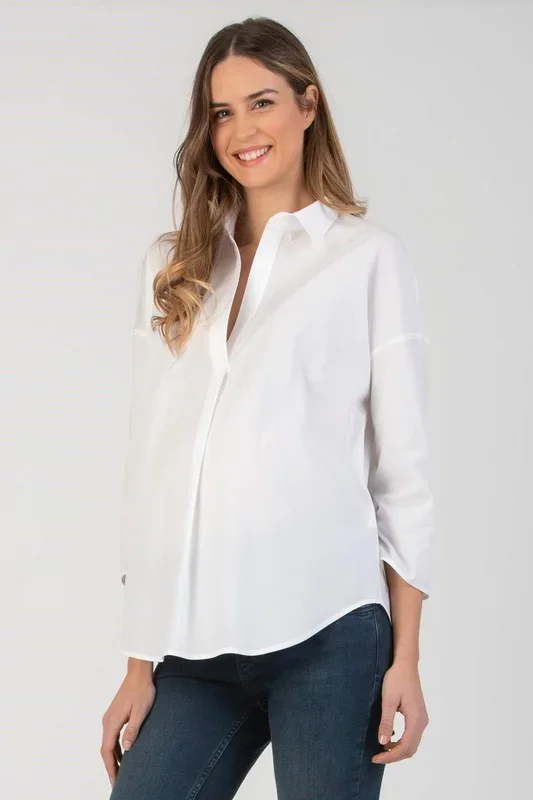 White poplin maternity blouse